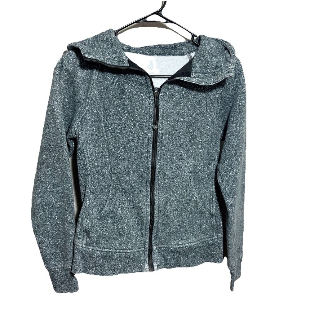 Lululemon Luminesce Splatter White Black Scuba Hoodie Light Cotton Fleece Sz 4